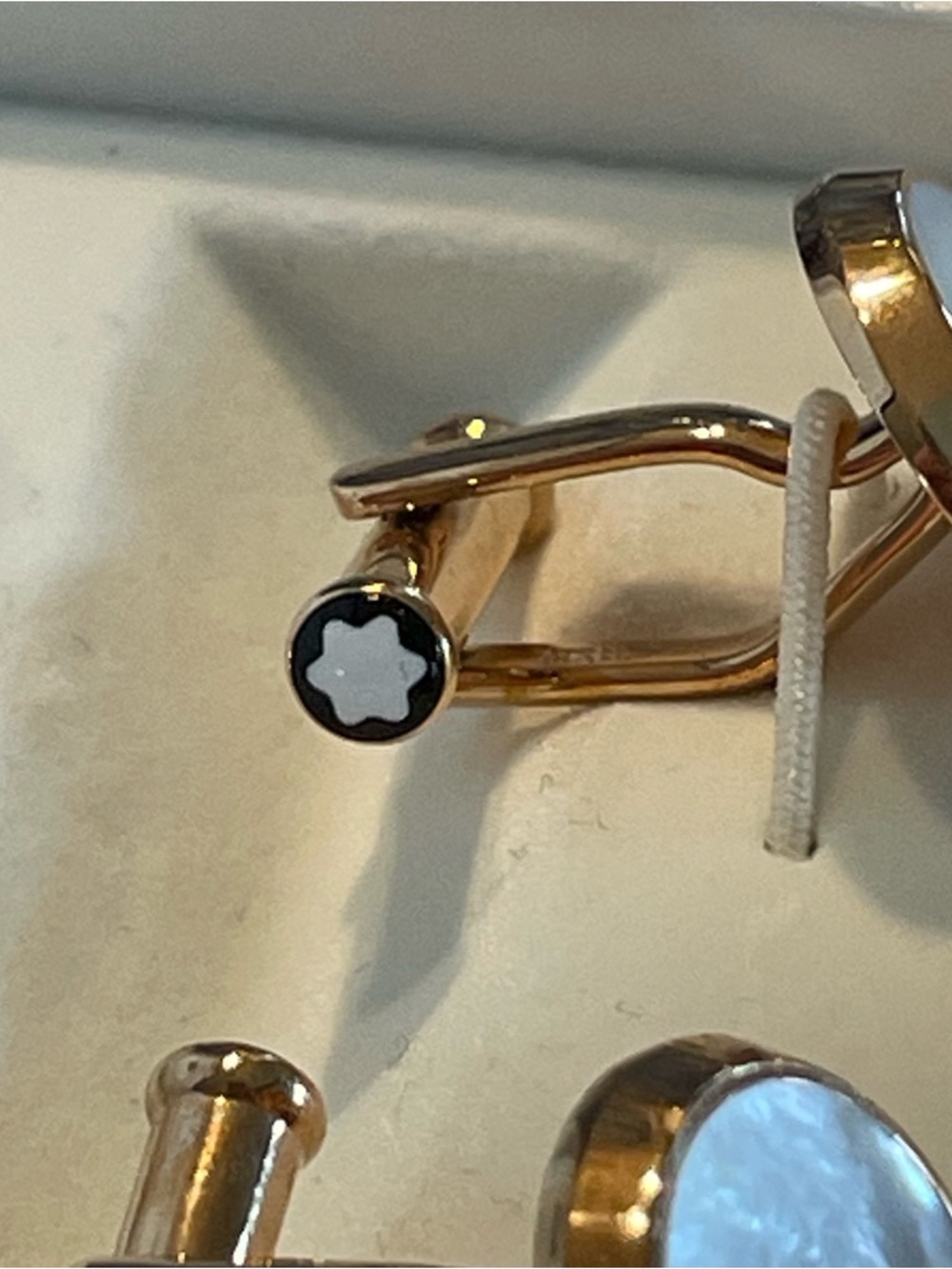 MONTBLANC MEISTERSTUCK Cufflinks Mother of Pearl Rose Gold Quiet Luxury Wedding - Picture 7 of 8